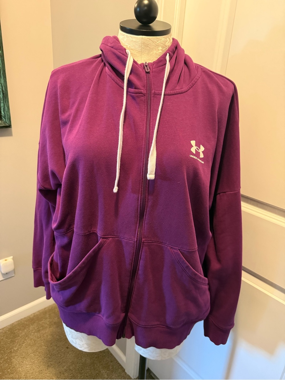 Under Armour Plum Full-Zip Hoodie with White Logo